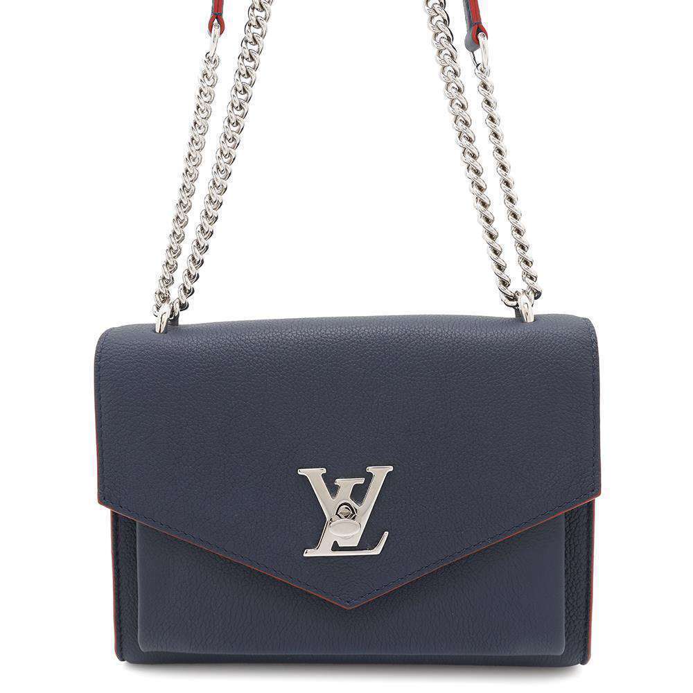 Louis Vuitton Shoulder Bag Soft Calf Leather MyLockme Navy Blue